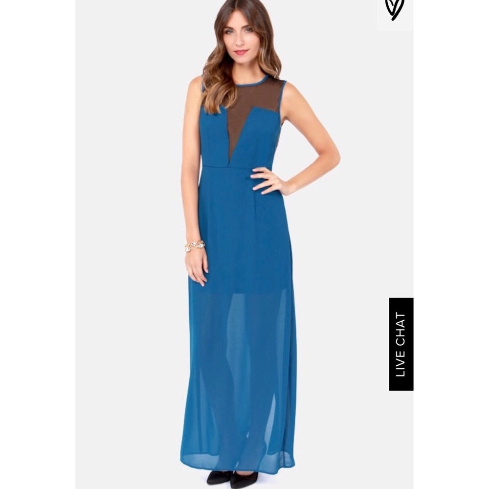 NWOT Lulu's Blue Cutout Maxi Dress